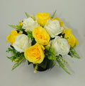 Grave Flowers Artificial/Silk flower arrangement in grave memorial pot FREE P&P