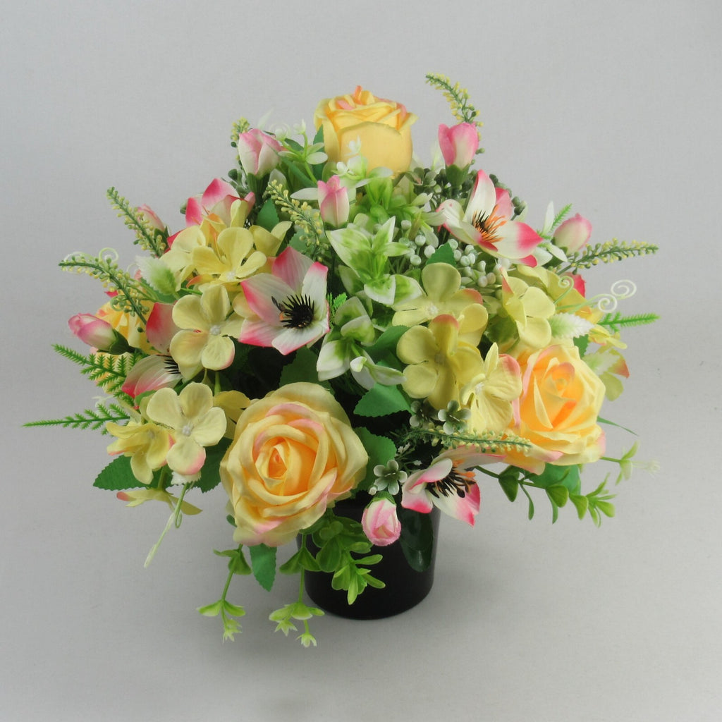 Artificial silk flowers Grave arrangement FREE P&P HandMade Long lasting 27cm
