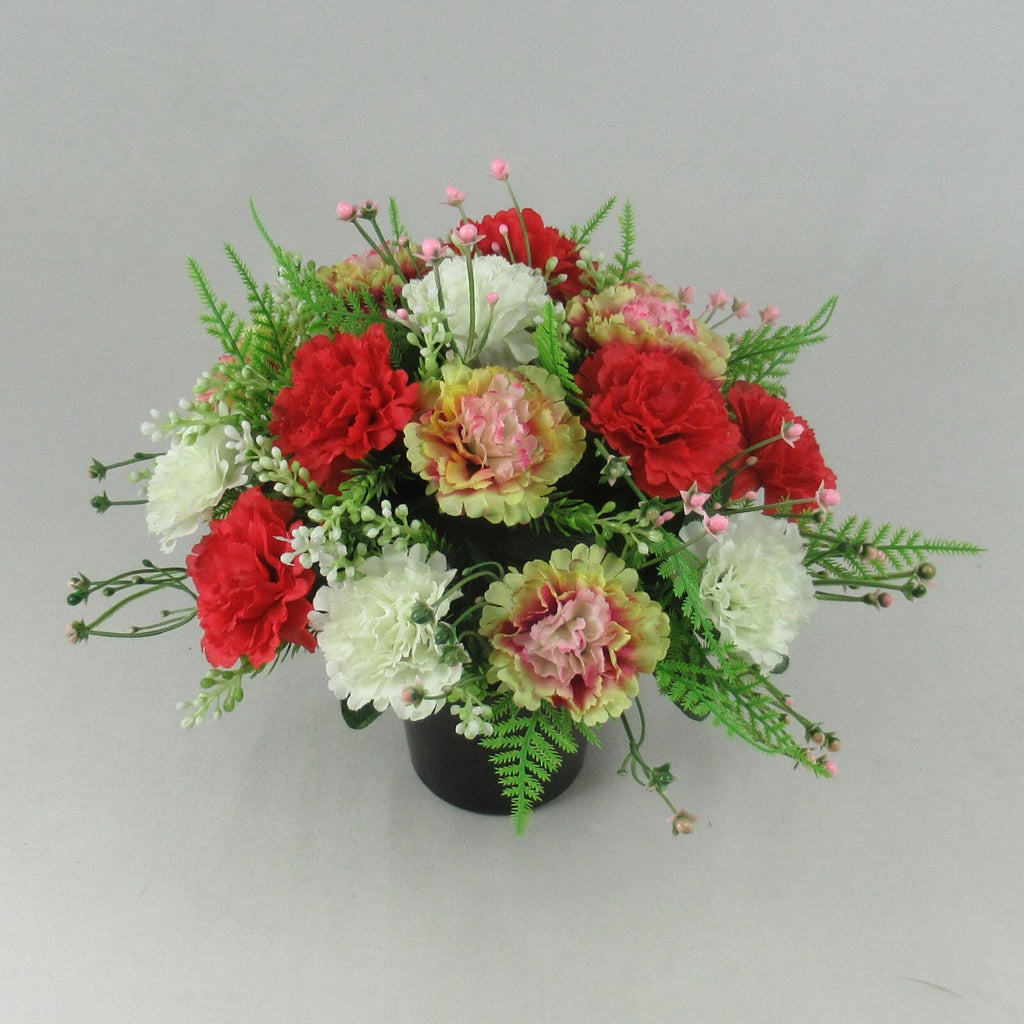 Artificial silk flowers memorial Crem Pot - Grave arrangement FREE P&P HandMade