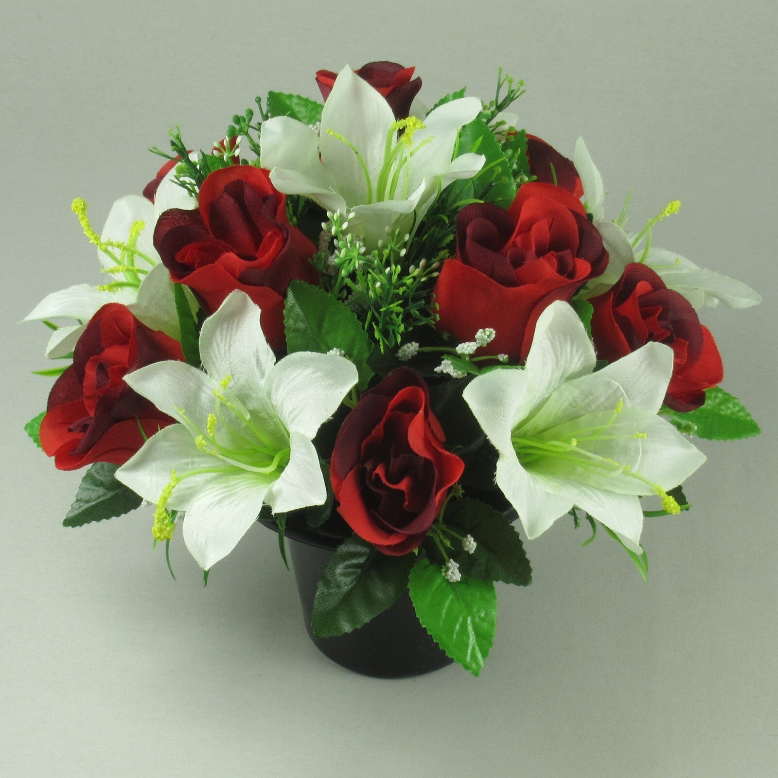 grave Artificial/Silk flower arrangement in grave memorial pot FREE P&P