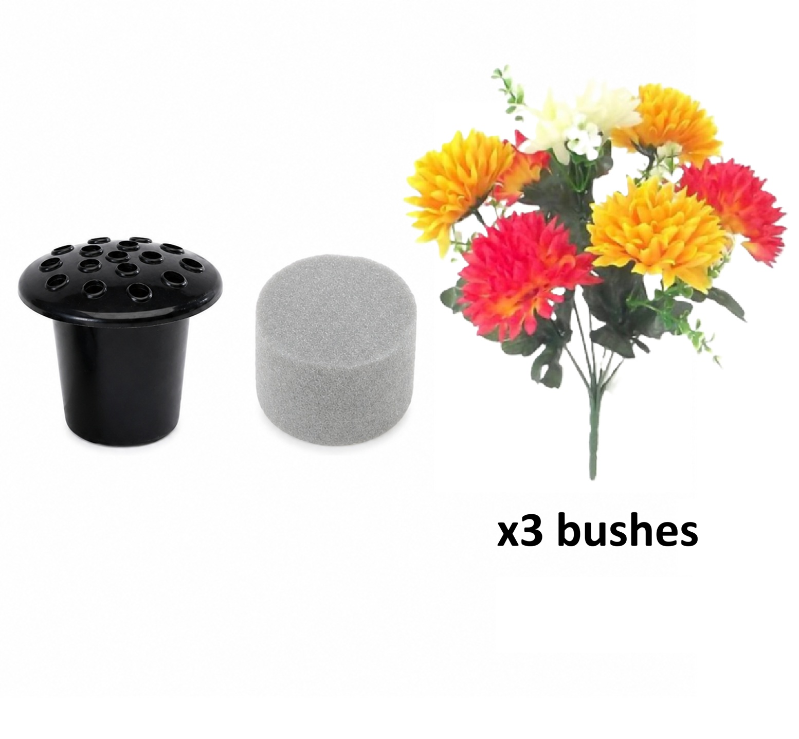 Artificial Spiky Chrysanthemum Bush 7 Stems - 7 Flower Heads - Autumn Colours