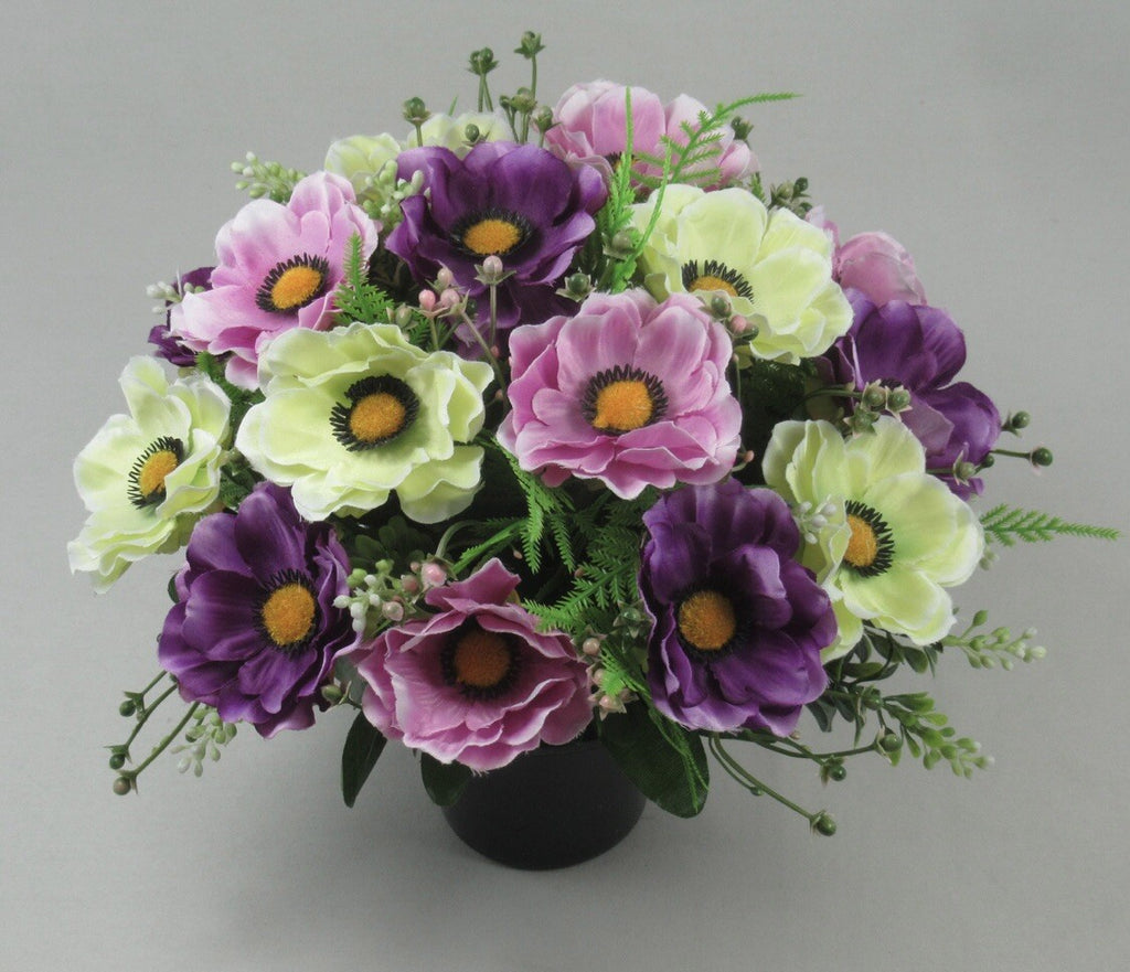 Artificial silk flowers memorial Crem Pot - Grave arrangement FREE P&P HandMade