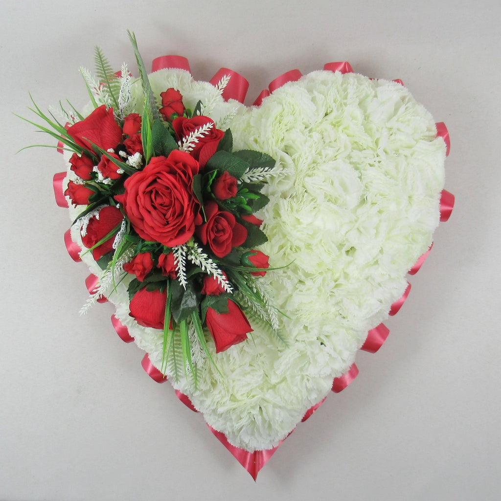 Funeral Flowers Large Heart Tribute Wreath Artificial Grave Memorial 17 inch