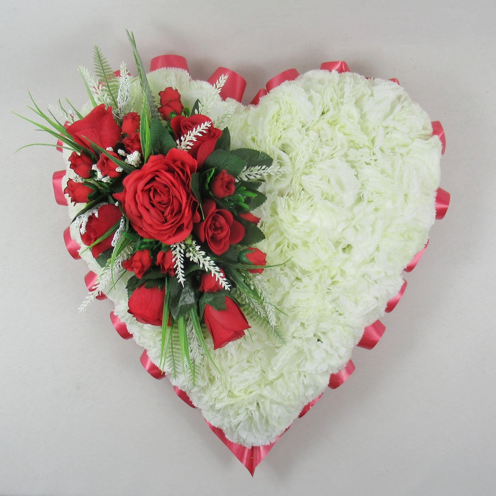 Funeral Flowers Large Heart Tribute Wreath Artificial Grave Memorial 17 inch