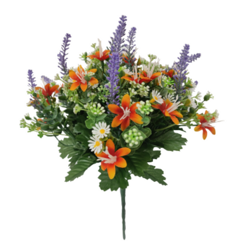 13 Head Artificial Daisy Blossom and Lavender Flower Bush 36cm - Weddings Crafts