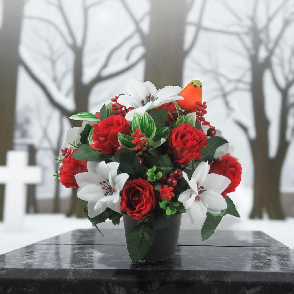 Christmas grave flower arrangement 24cm Long lasting
