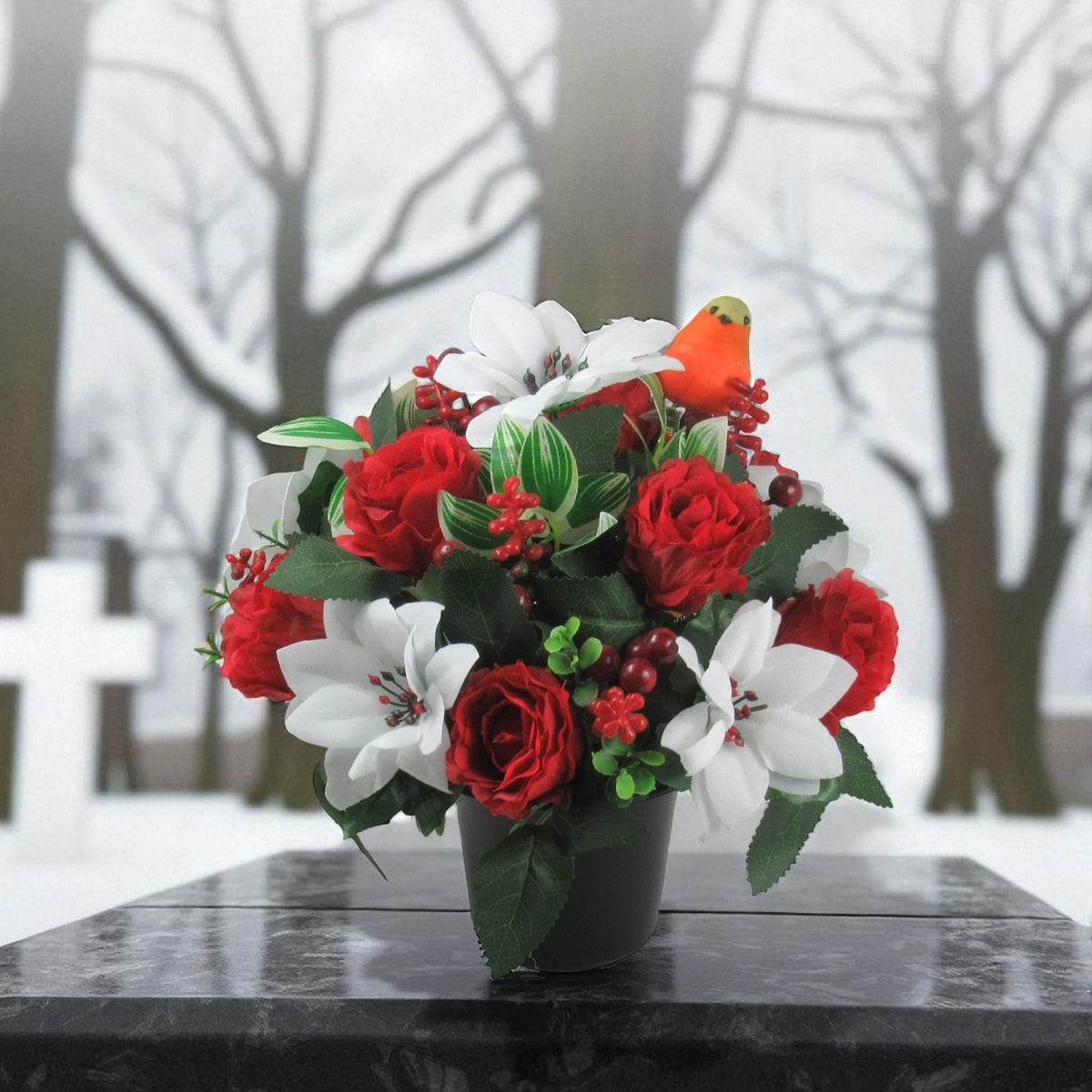 Christmas grave flower arrangement 24cm Long lasting