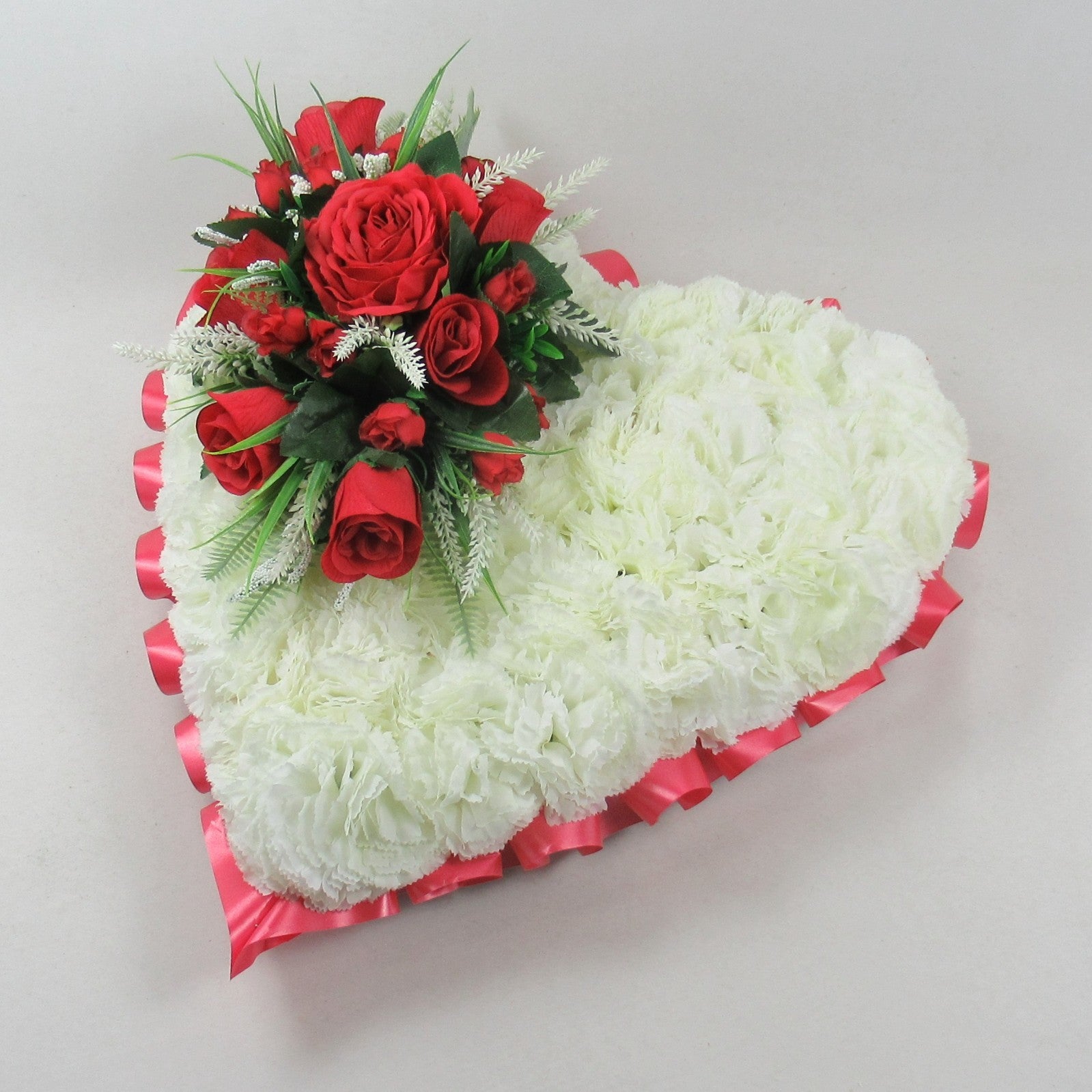 Funeral Flowers Large Heart Tribute Wreath Artificial Grave Memorial 17 inch