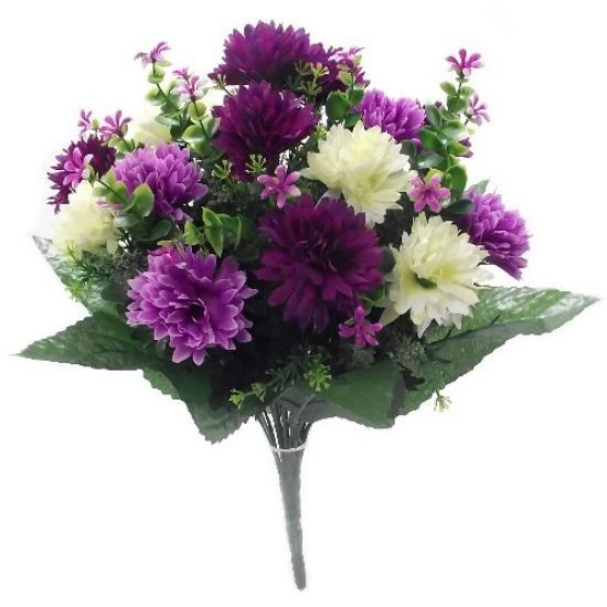 Artificial Spiky Chrysanthemum Flowers Bush - Various Mixed Colours