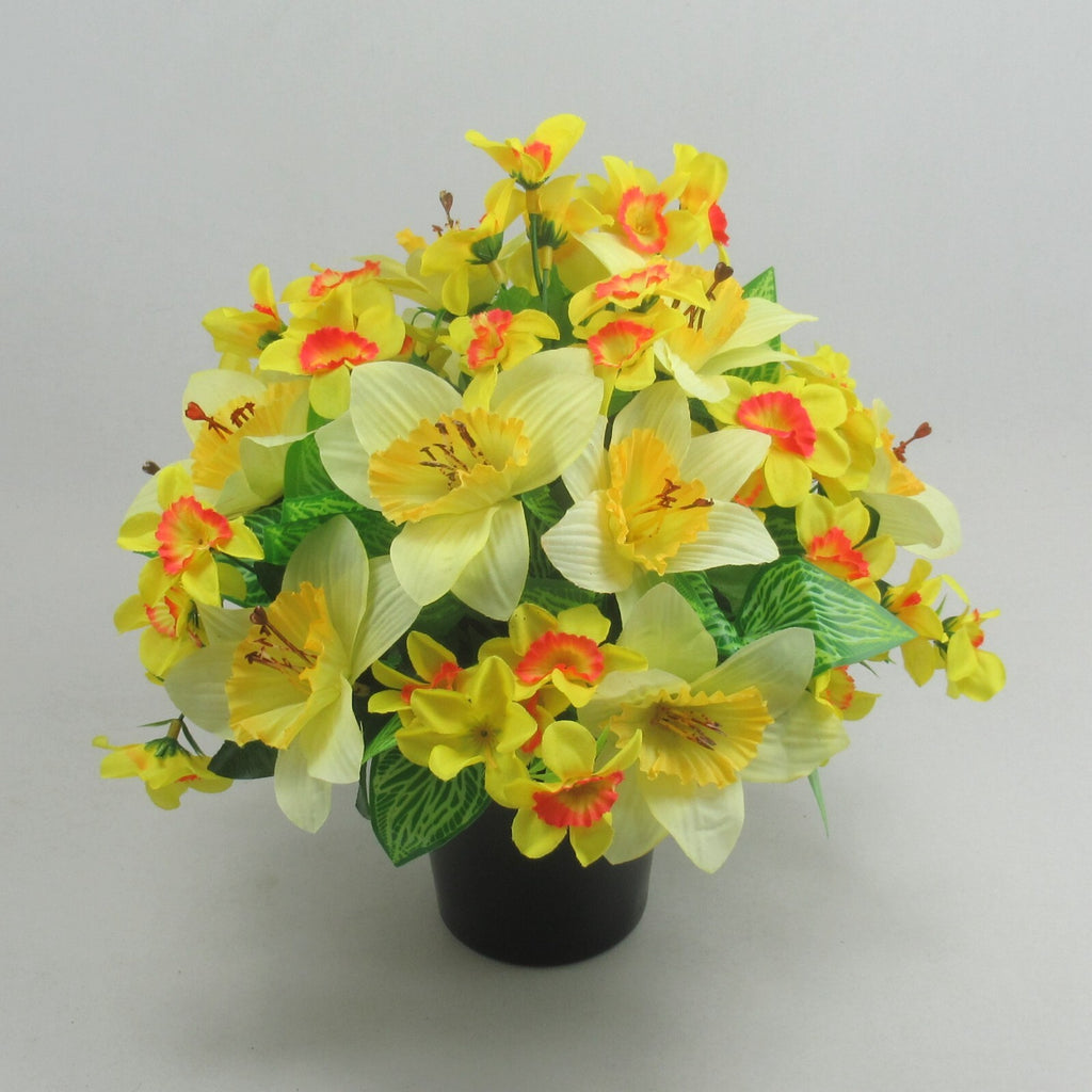 Artificial silk flowers memorial Crem Pot - Grave arrangement FREE P&P HandMade