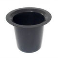 Single black memorial grave pot with open top and raised round rim