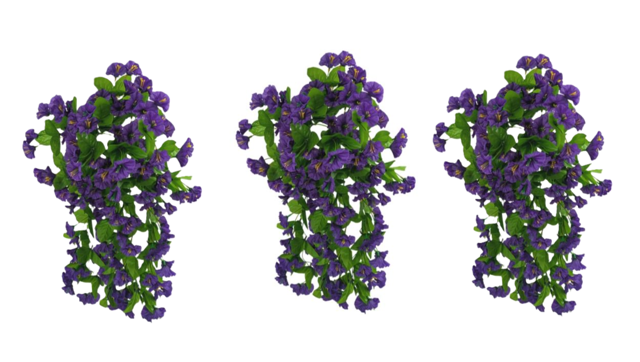 Artificial Morning Glory Trailing Flower Hanging Basket Outdoor Decor UK Seller