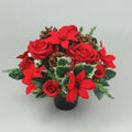 Christmas grave flower arrangement 26cm red poinsettia holly pinecones