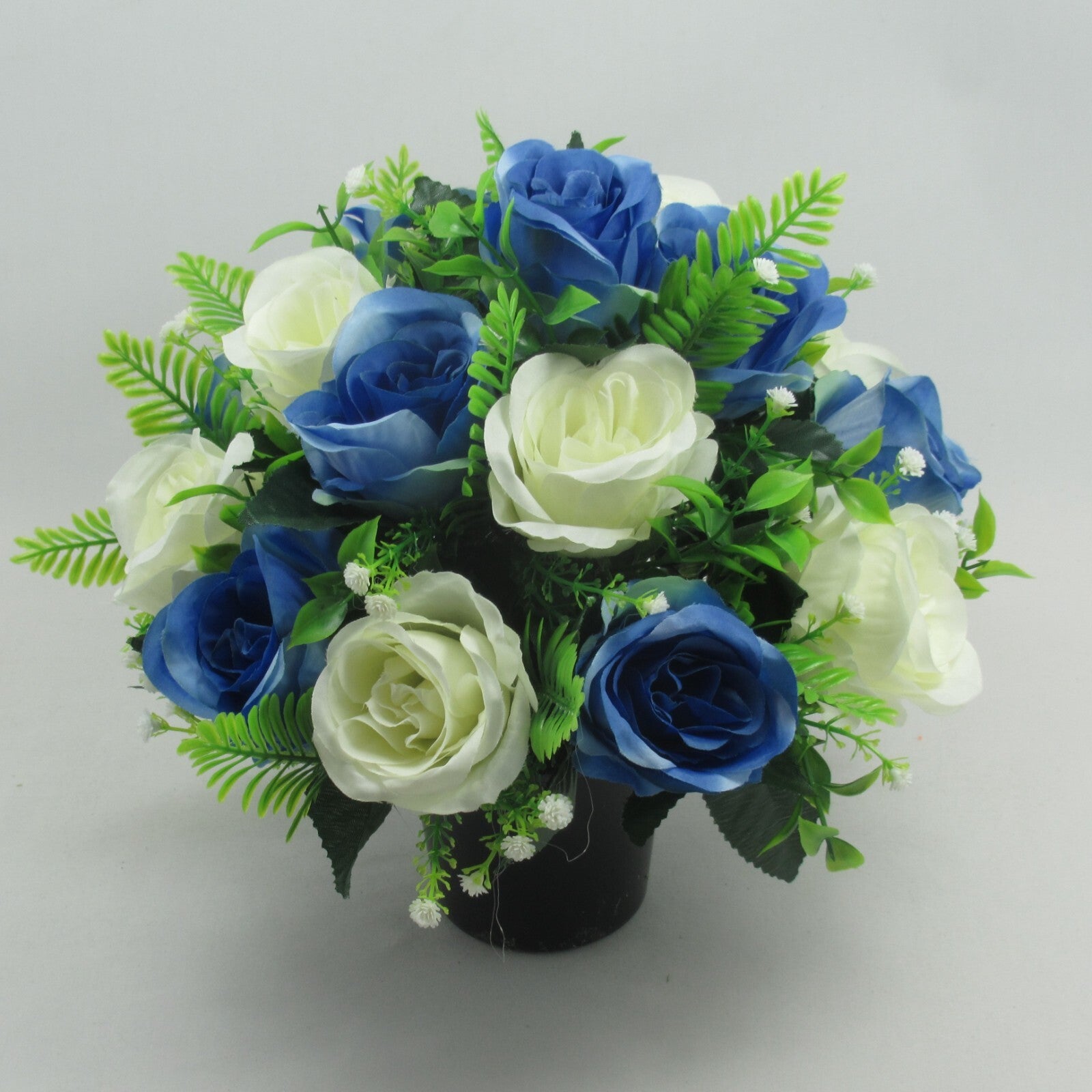 Grave Flowers Artificial/Silk flower arrangement in grave memorial pot FREE P&P