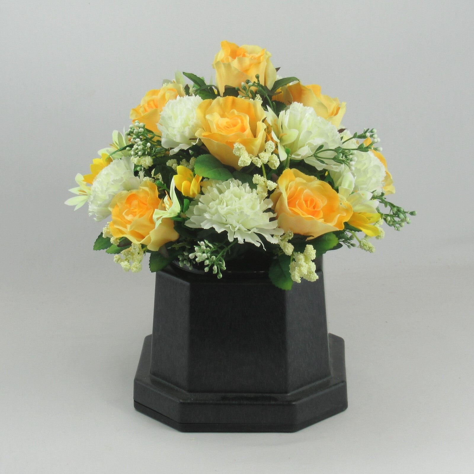 Artificial Grave Flower Arrangement with Roses and Carnations 25cm Long Lasting