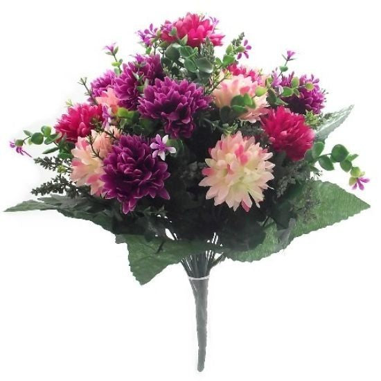 Artificial Spiky Chrysanthemum Flowers Bush - Various Mixed Colours
