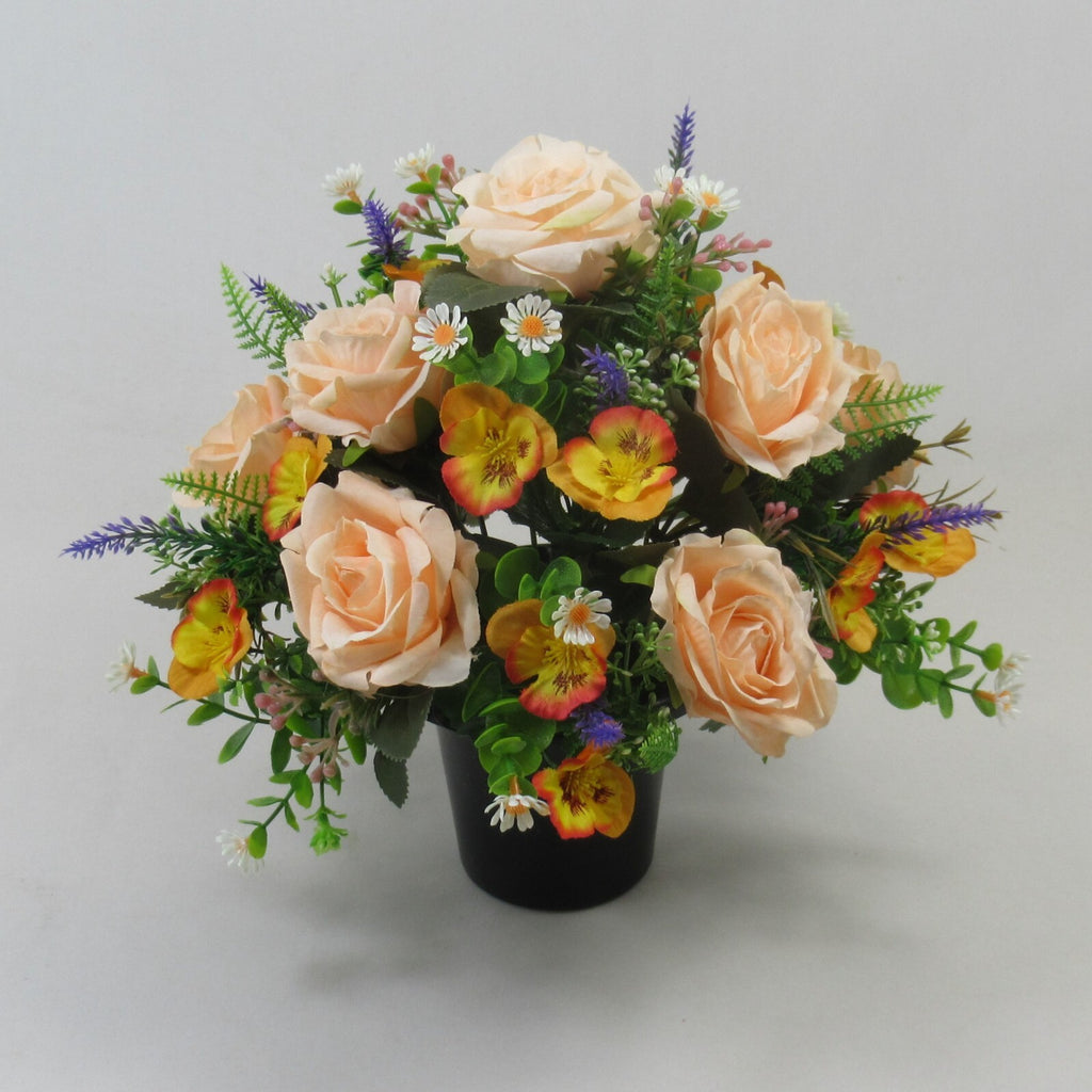 Artificial silk flowers Grave arrangement Hand-Made Long Lasting Rose - Pansy