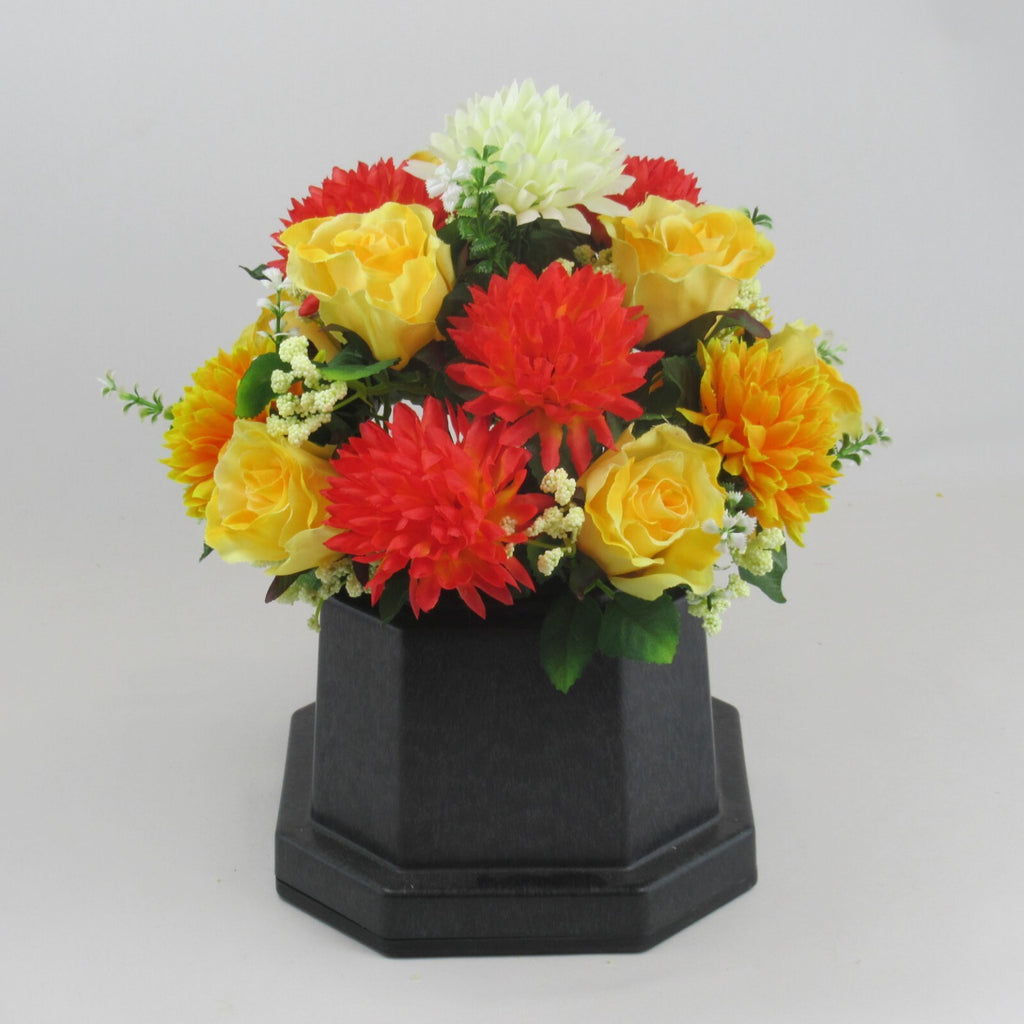 Artificial Grave Flower Arrangement with Roses and Chrysanthemums 24cm