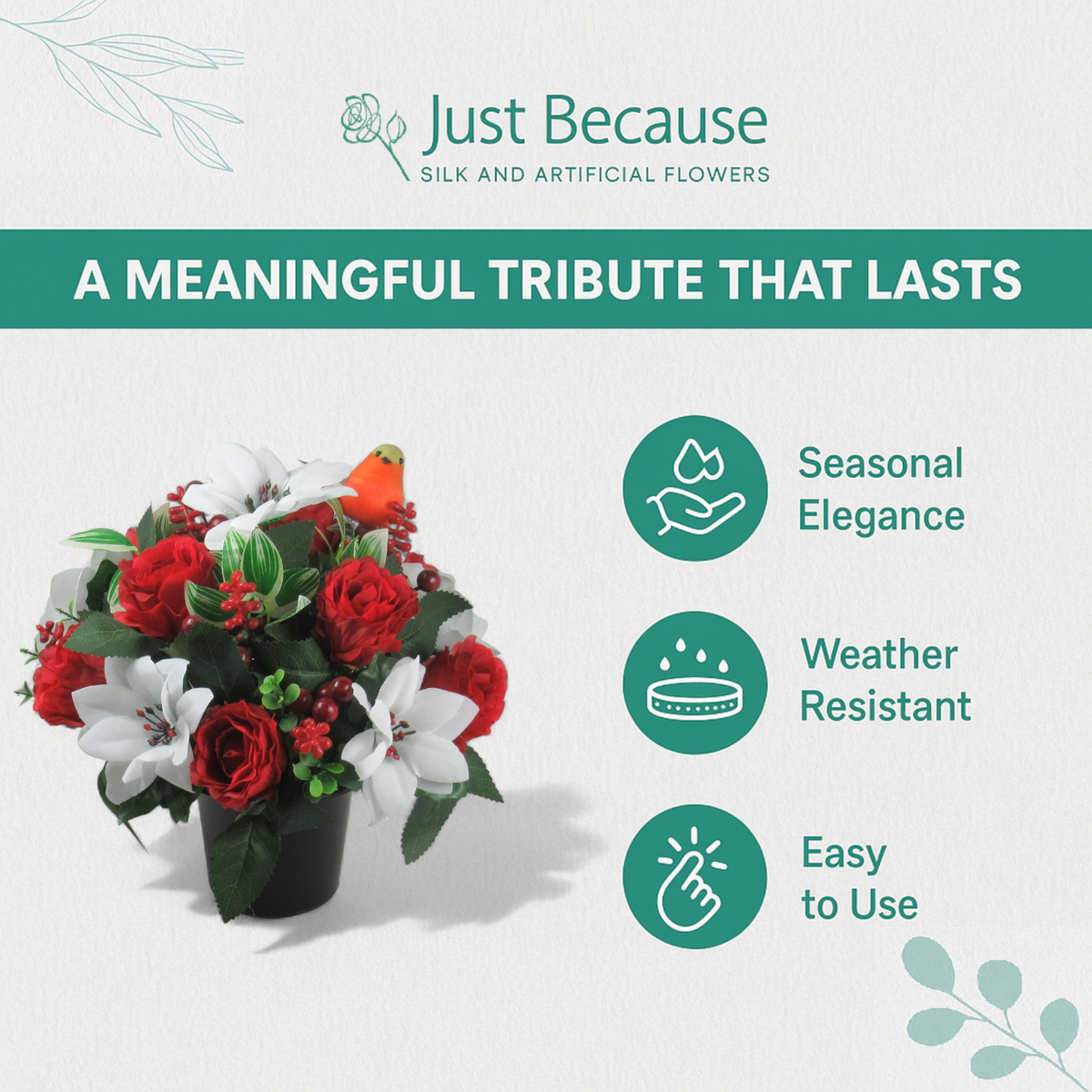 Christmas grave flower arrangement 24cm Long lasting