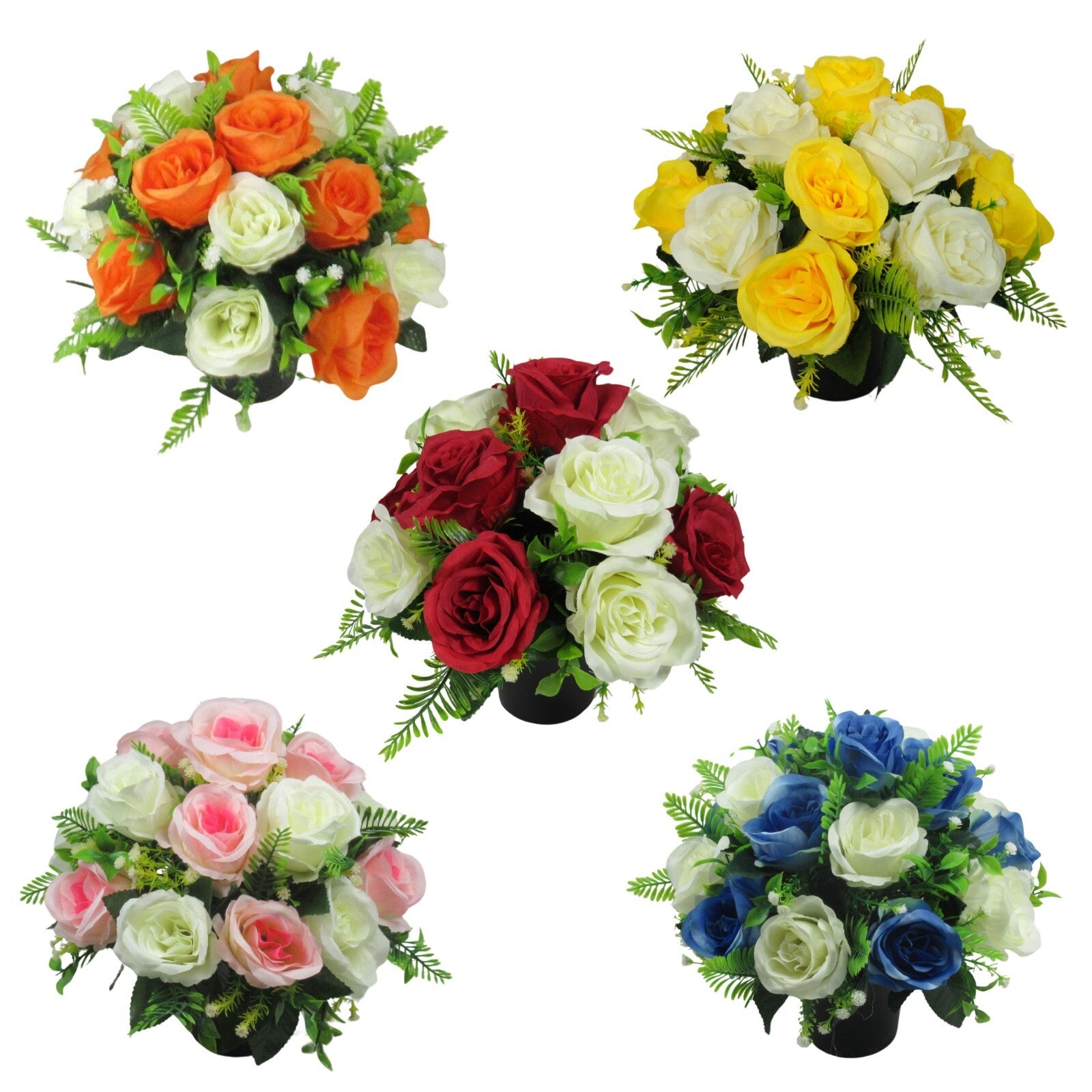 Grave Flowers Artificial/Silk flower arrangement in grave memorial pot FREE P&P