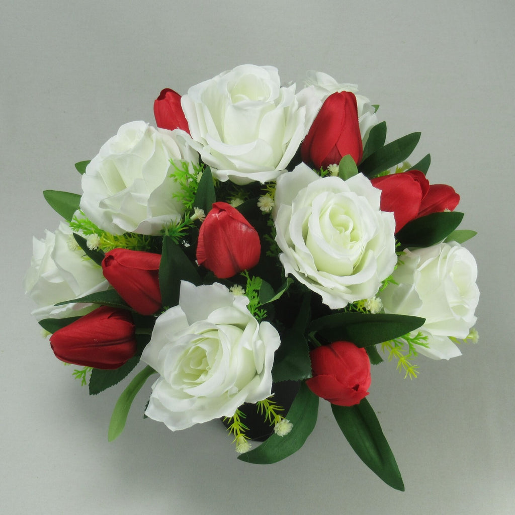 Artificial silk flowers memorial Crem Pot - Grave arrangement FREE P&P HandMade