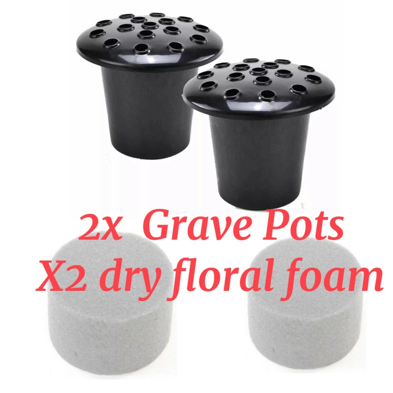 Grave Pot with Lid - Black Vase Flower Holder For Memorial Cemetery Graves
