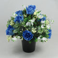 Artificial Grave Flower Arrangement in Pot Snowdrops Roses 25cm Long Lasting