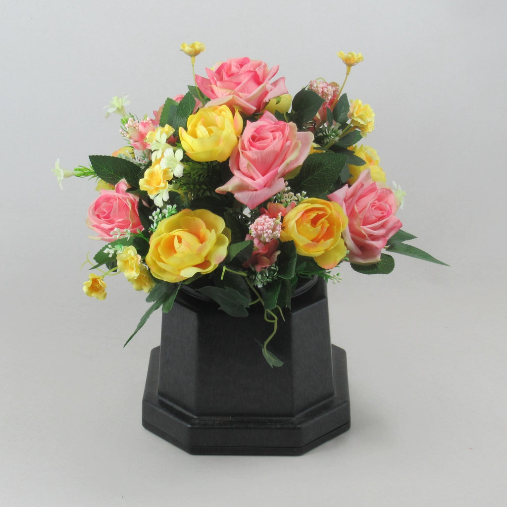 Artificial Grave Flower Arrangement Roses Ranunculus 27cm Long Lasting Summer