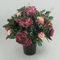 Artificial Grave Flower Arrangement with  peonies and pink rosebuds 26cm