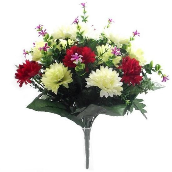 Artificial Spiky Chrysanthemum Flowers Bush - Various Mixed Colours