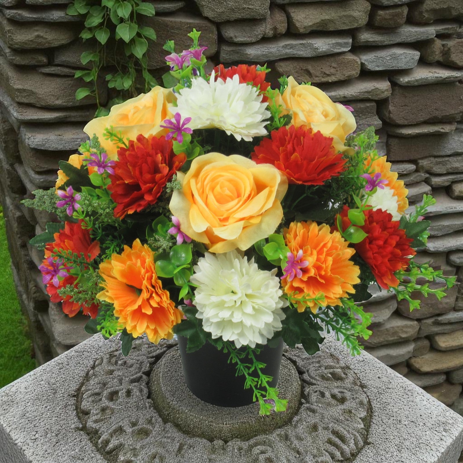 Artificial Spiky Chrysanthemum Flowers Bush - Various Mixed Colours