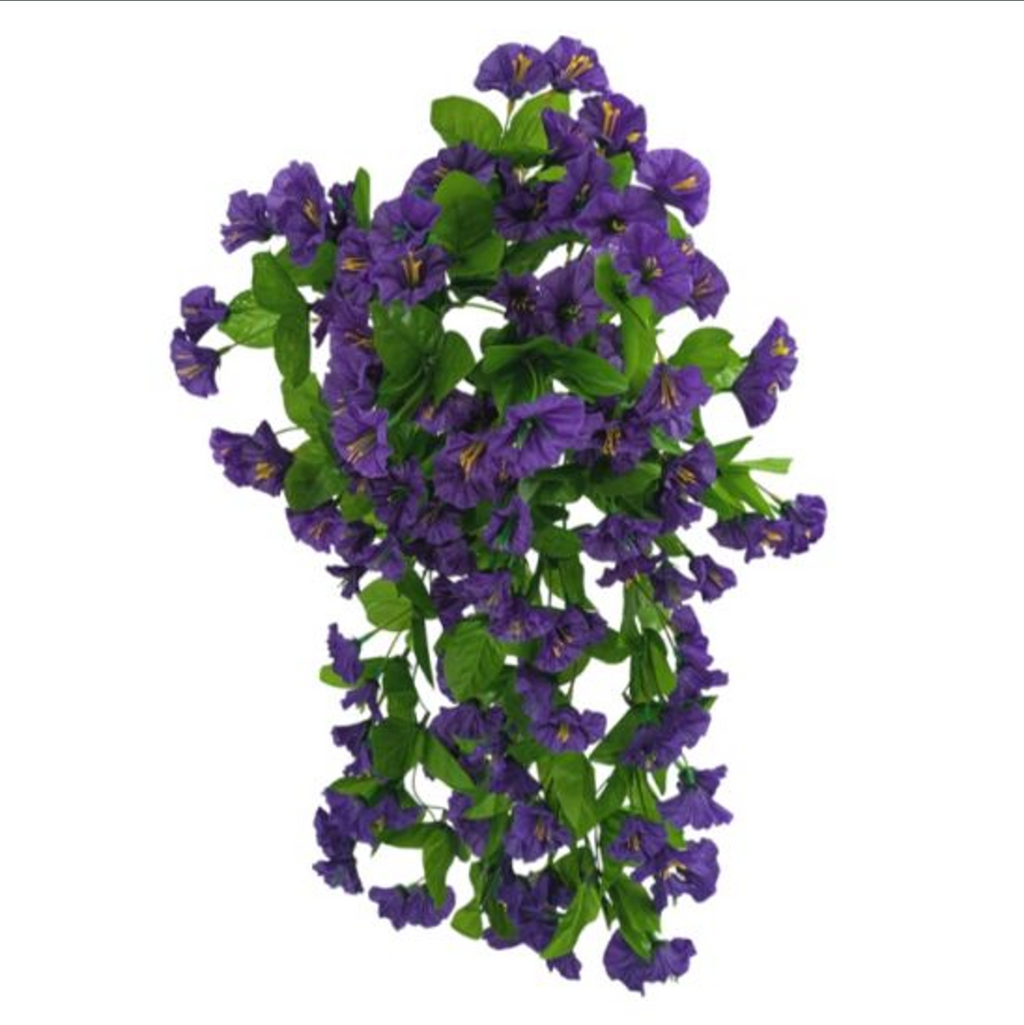 Artificial Morning Glory Trailing Flower Hanging Basket Outdoor Decor UK Seller