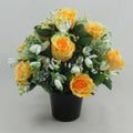 Artificial Grave Flower Arrangement in Pot Snowdrops Roses 25cm Long Lasting