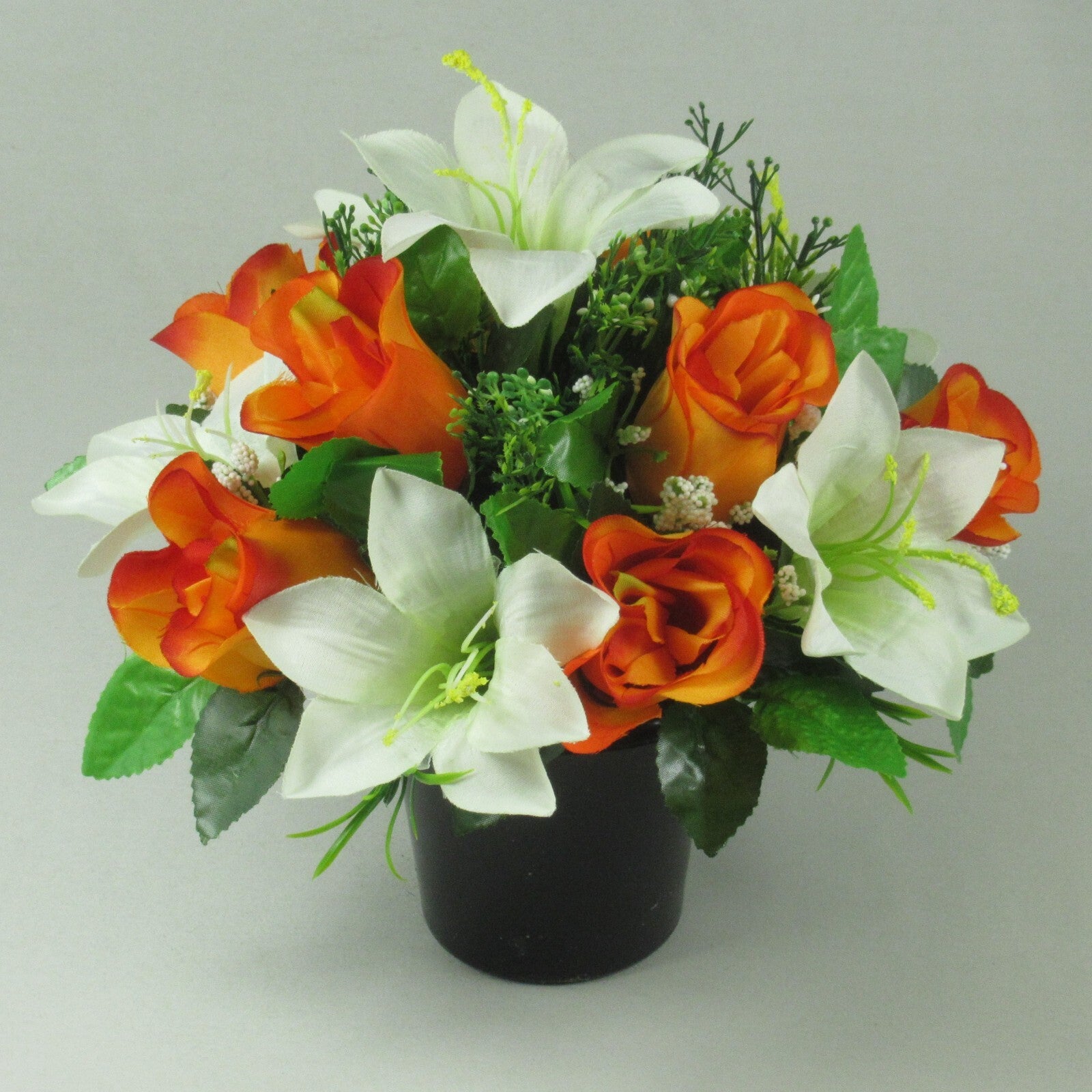 grave Artificial/Silk flower arrangement in grave memorial pot FREE P&P