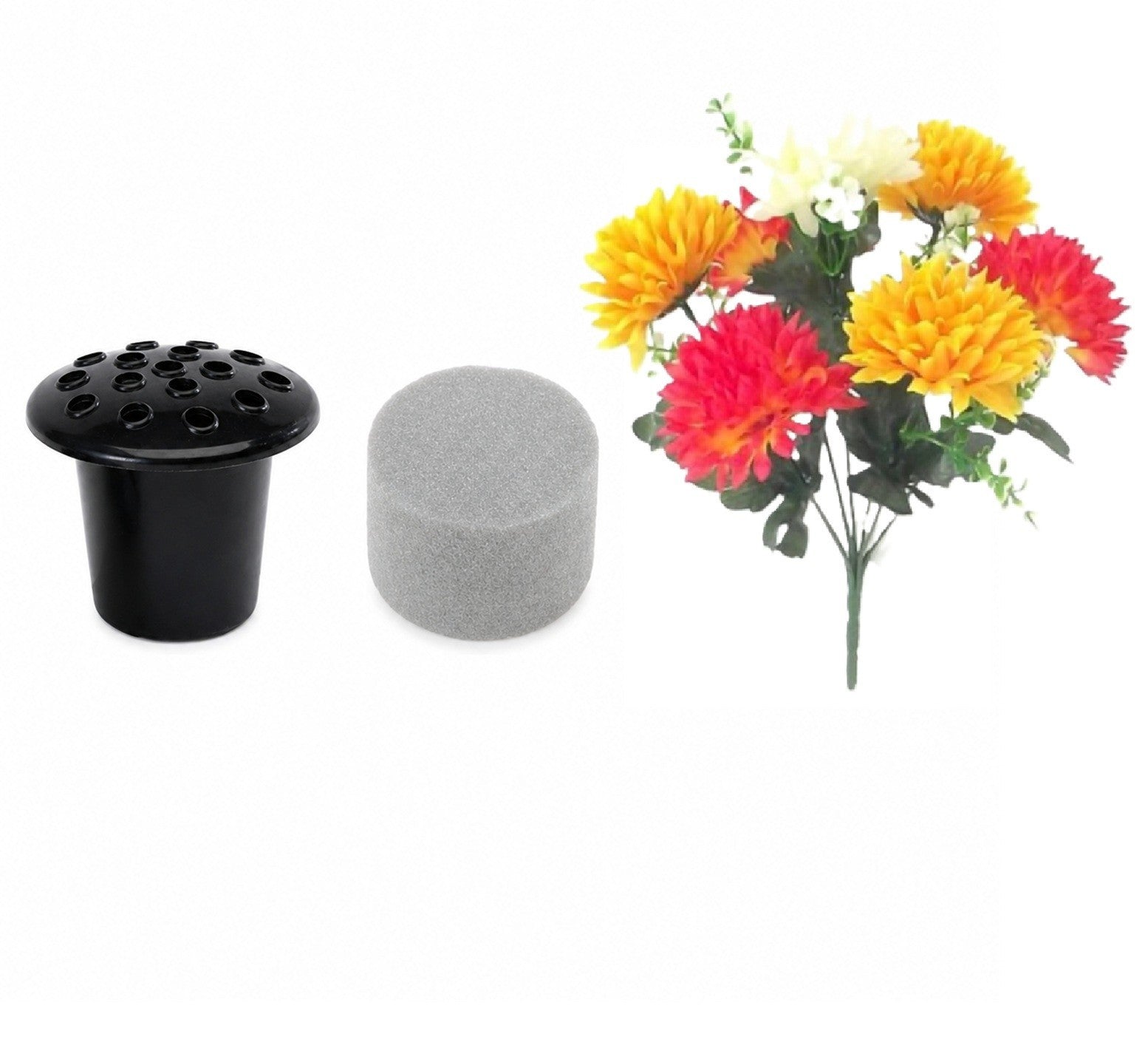 Artificial Spiky Chrysanthemum Bush 7 Stems - 7 Flower Heads - Autumn Colours