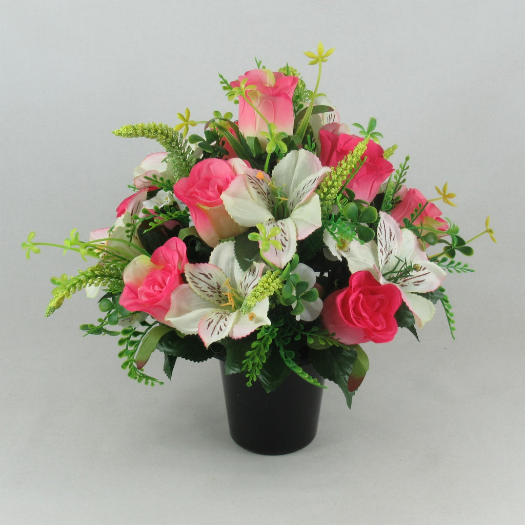 Artificial Silk Flowers Grave/Memorial Arrangement Hand-Made Long Lasting