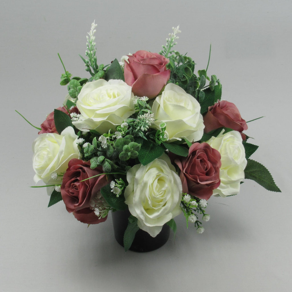 Artificial silk flowers Grave Pot - Grave flower arrangement 25-27cm HandMade
