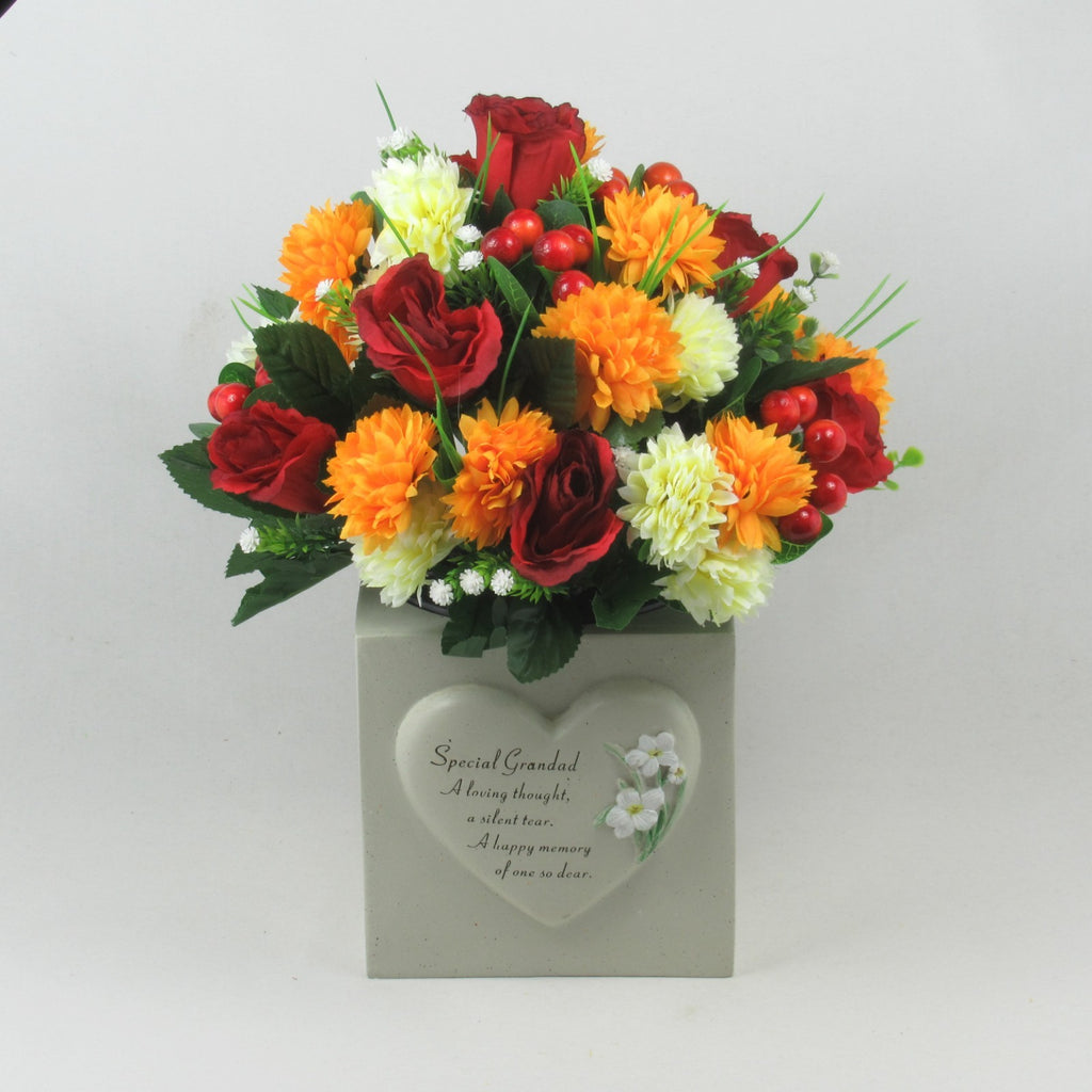 Autumn Artificial flowers memorial grave crempot arrangement Roses Berries