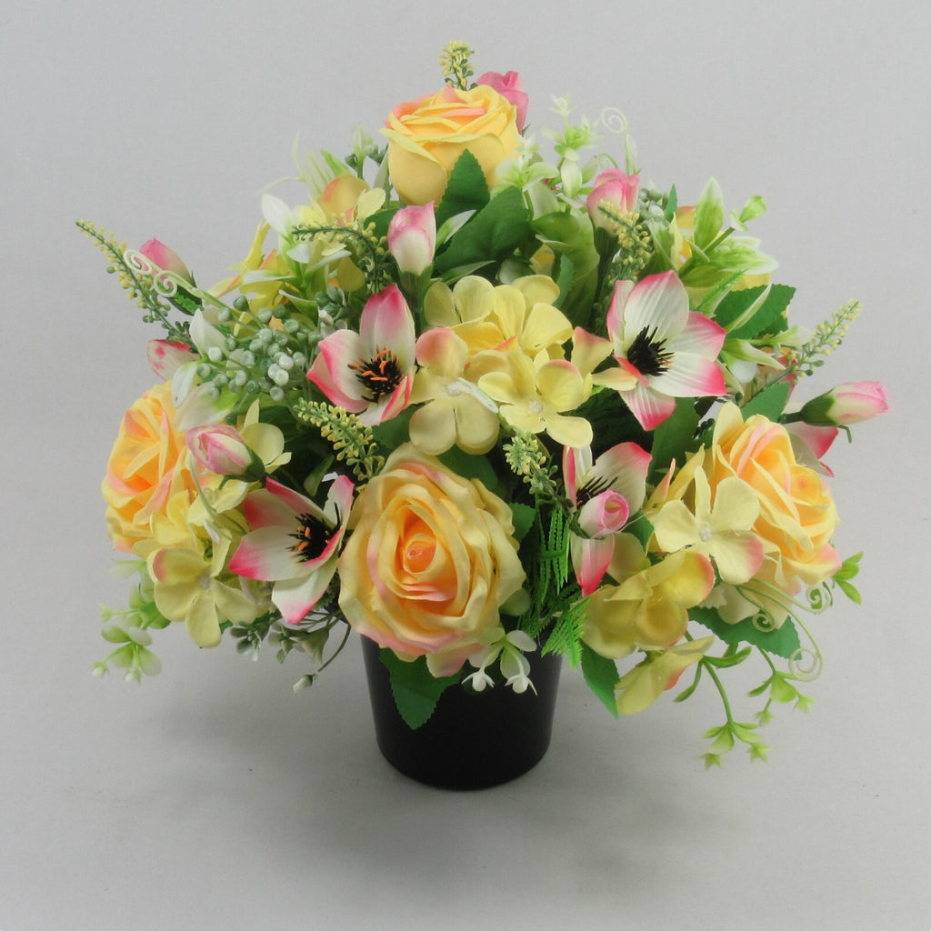 Artificial silk flowers Grave arrangement FREE P&P HandMade Long lasting 27cm