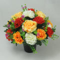 Artificial Grave Flower Arrangement with Roses Chrysanthemums 27cm Long Lasting