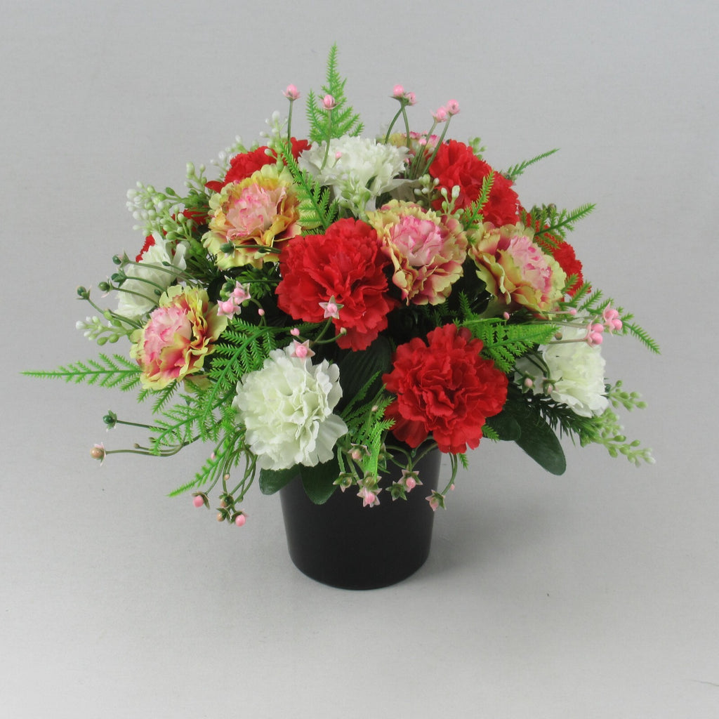 Artificial silk flowers memorial Crem Pot - Grave arrangement FREE P&P HandMade