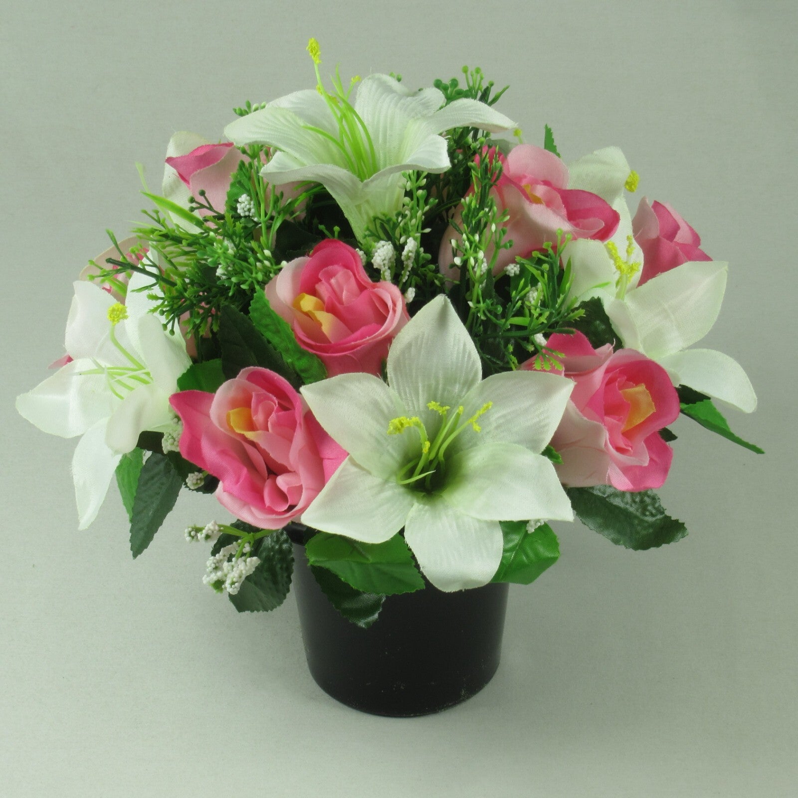 grave Artificial/Silk flower arrangement in grave memorial pot FREE P&P