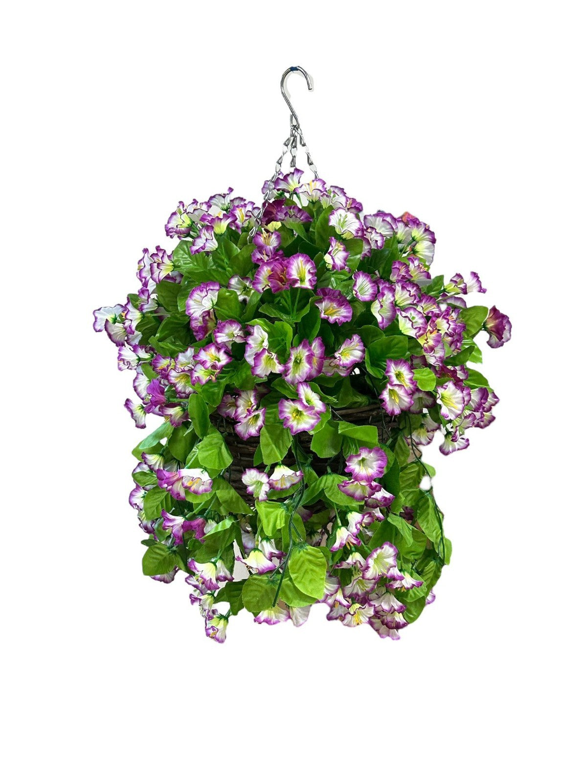 Hanging basket Artificial Trailing Morning Glory SELF ASSEMBLY Basket Included