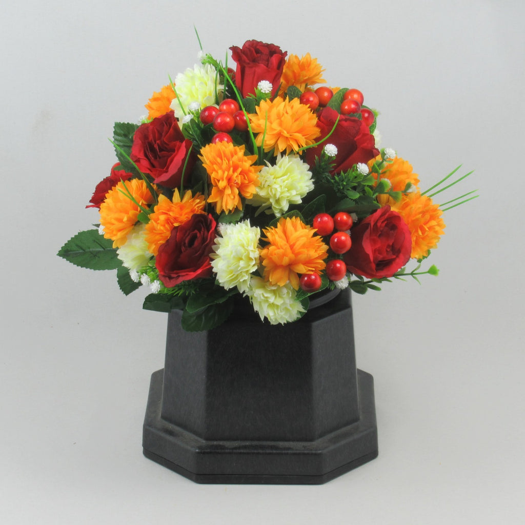 Autumn Artificial flowers memorial grave crempot arrangement Roses Berries