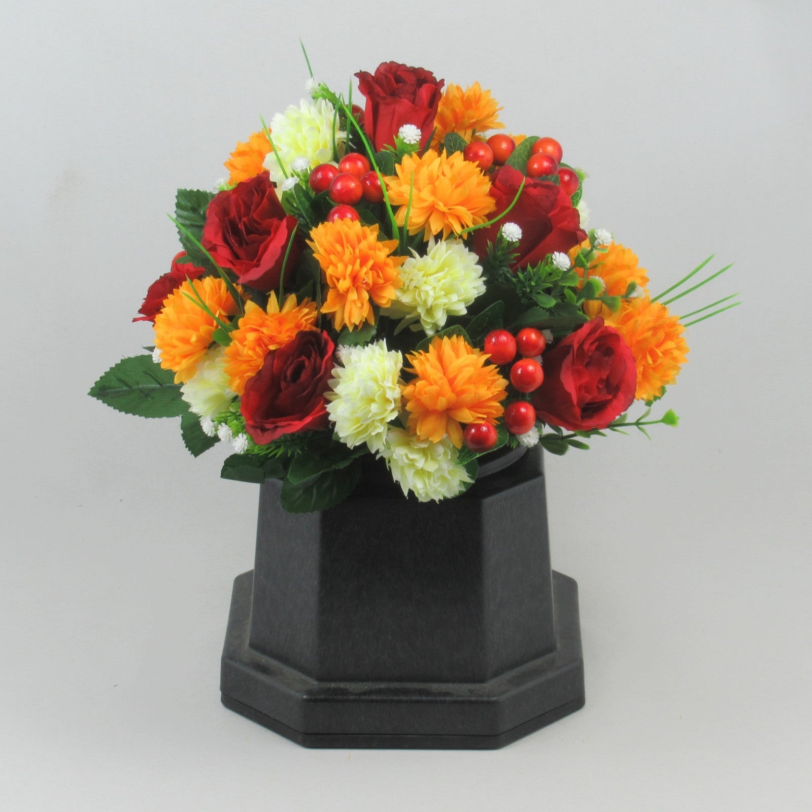 Autumn Artificial flowers memorial grave crempot arrangement Roses Berries