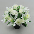 Beautiful White Artificial flower pot Arrangement in grave/memorial Crem Pot