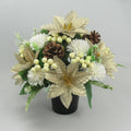 Christmas grave flower arrangement 25cm gold poinsettia snowball chrysanthemum