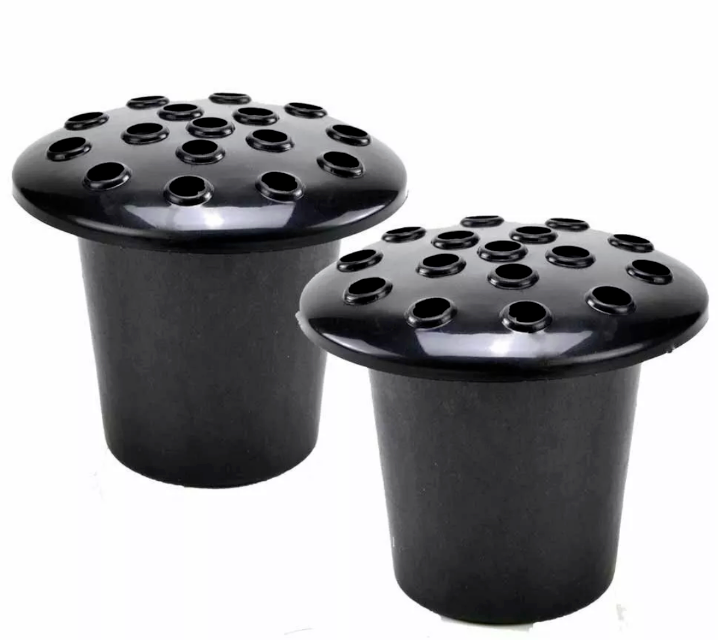 Grave Pot with Lid - Black Vase Flower Holder For Memorial Cemetery Graves