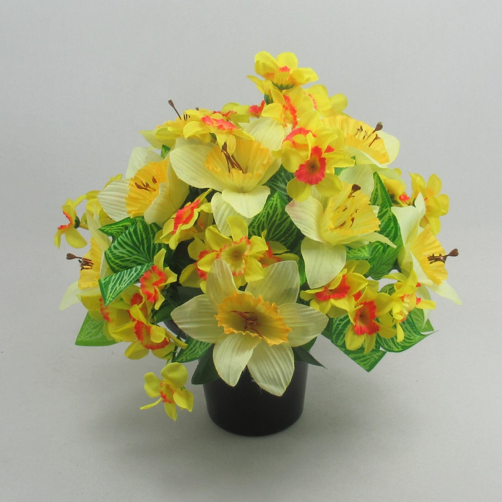 Artificial silk flowers memorial Crem Pot - Grave arrangement FREE P&P HandMade