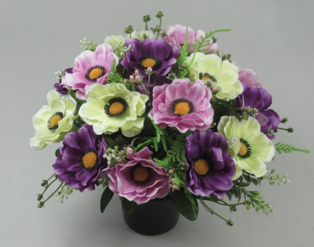 Artificial silk flowers memorial Crem Pot - Grave arrangement FREE P&P HandMade